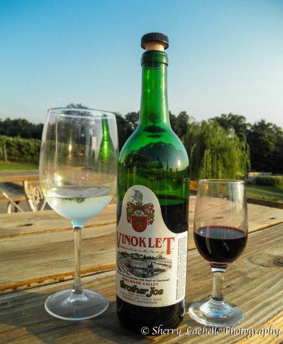 Enjoying a Cabernet Sauvignon at Vinoklet Winery